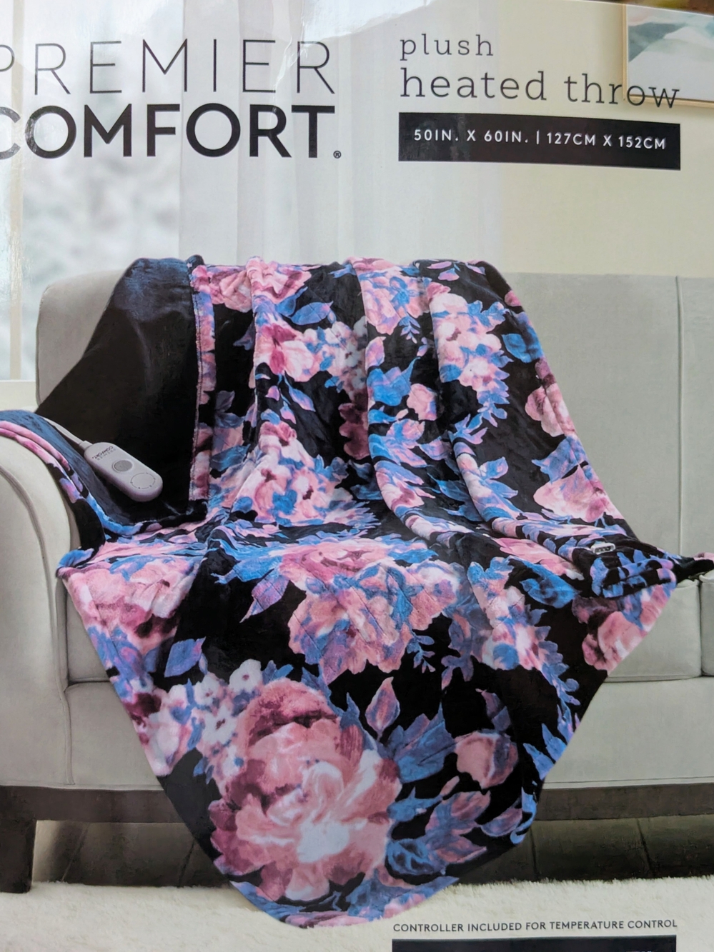 Premier Comfort Plush Heated Throw Floral 50 x 60 / Jeté chauffant fleuri